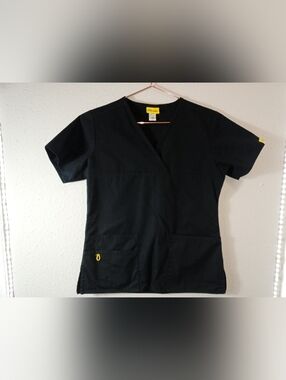 Wink Scrubs Black Top V Neck sz XS